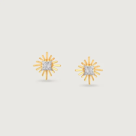 Classic Sunburst Diamond Stud Earrings